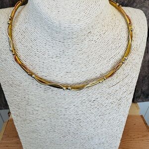 Gold Brass and Copper Choker Women's Necklace